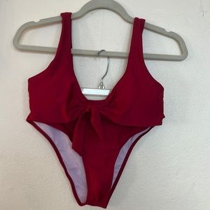 Red bikini w/ high waisted BTM